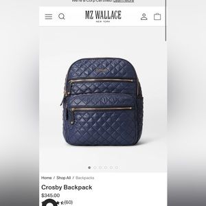 Mz Wallace navy/gold Crosby Backpack